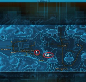 Swtor MCR-99 Droid Reconnaissance Korriban Location Map